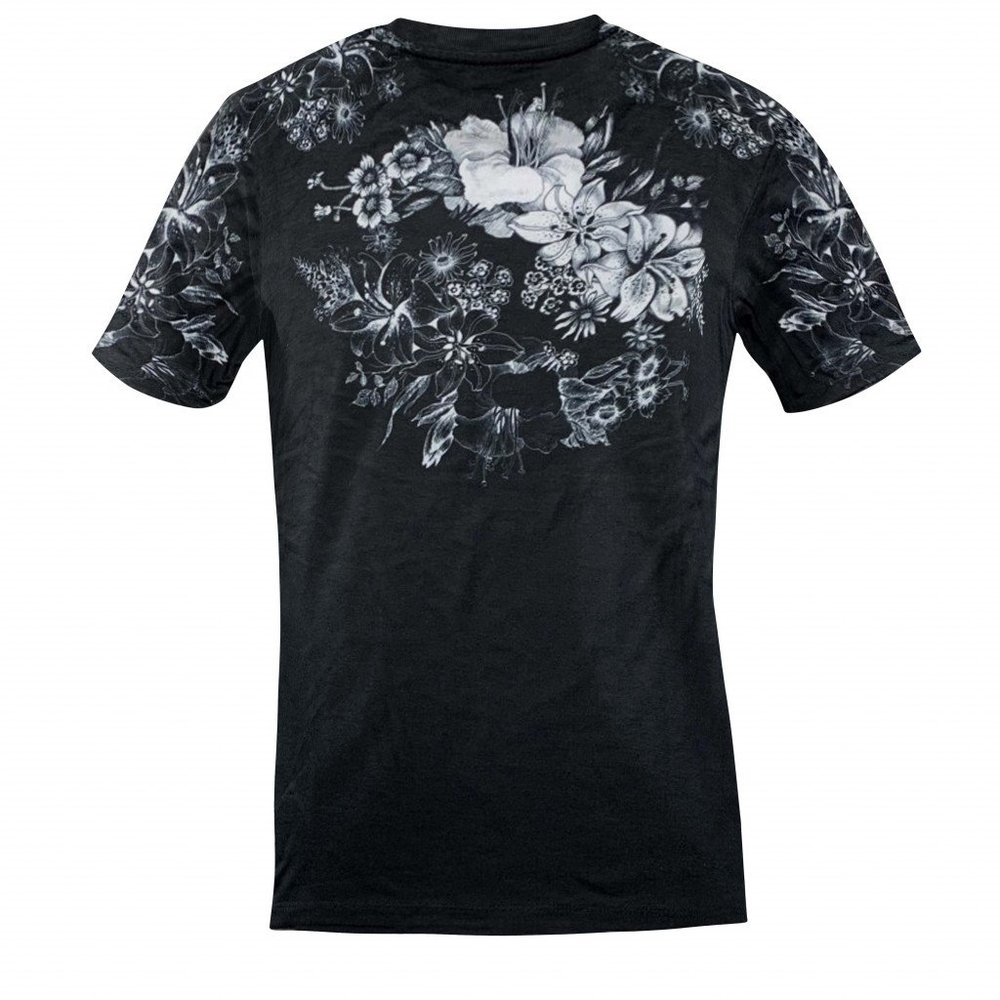 River Island Boys White Floral Print Black Short Sleeves T-Shirt